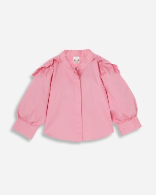 Kico Girls Solid Casual Pink Shirt