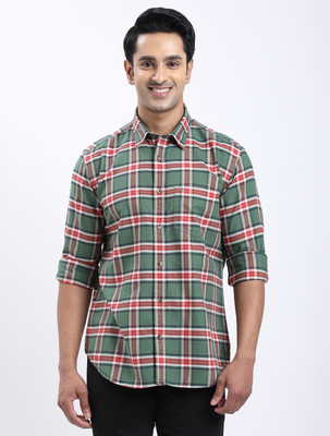 INDIAN TERRAIN Men Checkered Casual Green Shirt