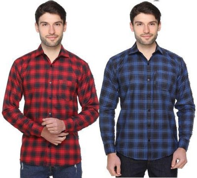 balino Men Checkered Casual Multicolor Shirt(Pack of 2)