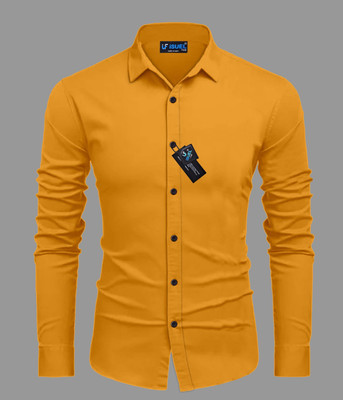 Stellalifestyle Men Solid Casual Yellow Shirt