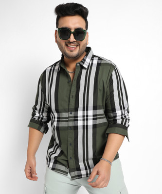 Instafab Plus Men Printed Casual Dark Green Shirt