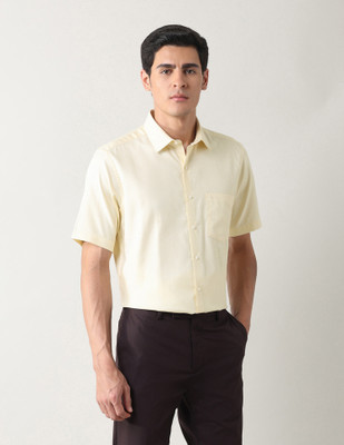 ARROW Men Solid Formal Yellow Shirt
