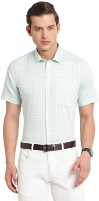 TURTLE Men Checkered Formal Green Shirt