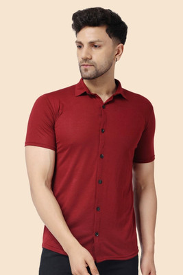 Blisstone Men Solid Casual Maroon Shirt