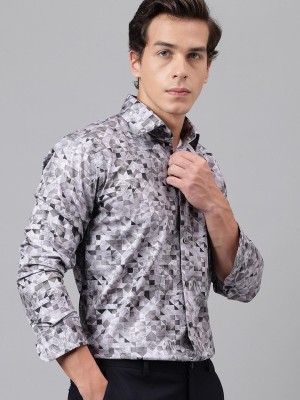 himanier Men Floral Print Casual Grey, Black, White Shirt