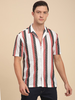 Voroxy Men Striped Casual Red Shirt