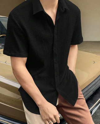 METRONAUT Men Solid Casual Black Shirt