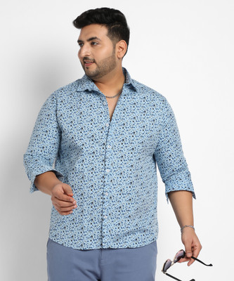Instafab Plus Men Printed Casual Blue Shirt
