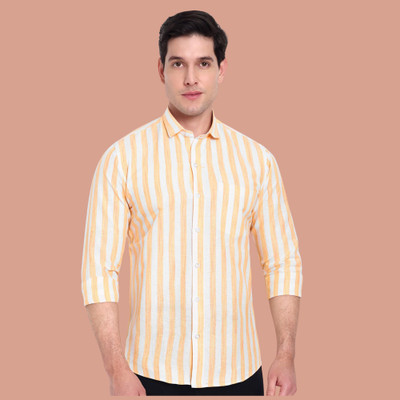 Garment Globe Men Striped Casual Pink Shirt