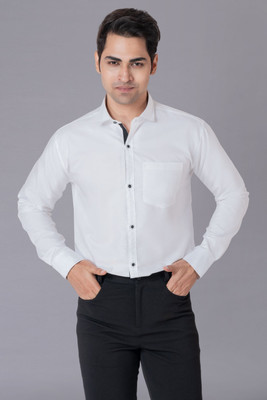 AFNIH Men Solid Casual White Shirt