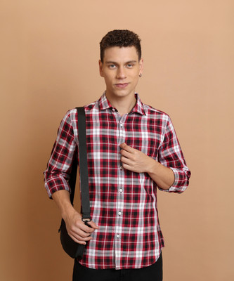 HIGHLANDER Men Checkered Casual Black, White, Red Shirt