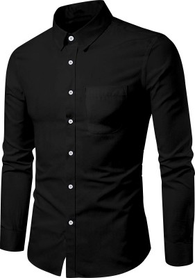 SAADIWALA Men Solid Casual Black Shirt