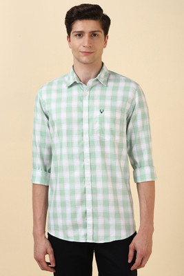 Allen Solly Men Checkered Casual Green, White Shirt