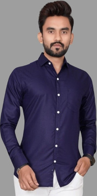 GLOBAL NOMAD Men Solid Casual Dark Blue Shirt