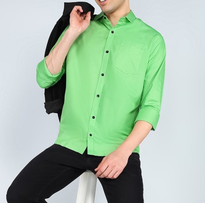 IKON FASHION Men Solid Casual Green Shirt