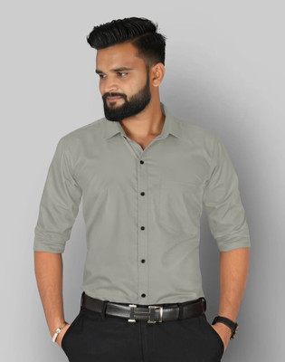 VARANI CREATION Men Solid Formal Grey Shirt