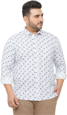 JOHN PRIDE Men Printed Casual White, Blue Shirt