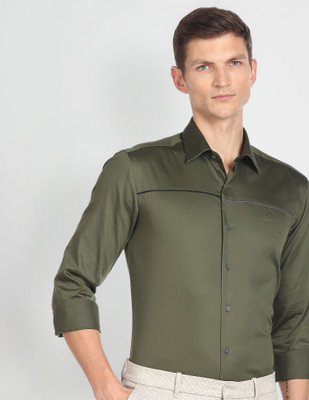 Arrow Newyork Men Solid Formal Green Shirt
