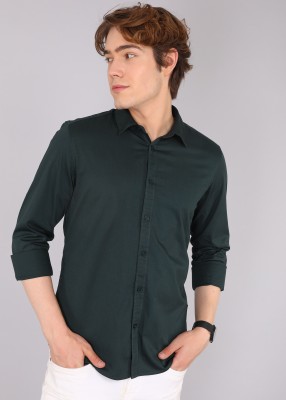 BEING HUMAN Men Solid Casual Green Shirt