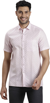 TURTLE Men Self Design Formal Pink Shirt
