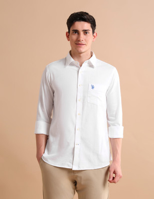 U.S. POLO ASSN. Men Solid Casual White Shirt