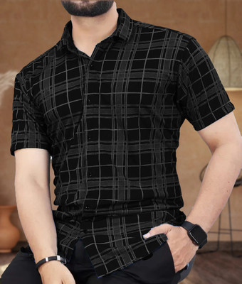 dream believe fashion Men Checkered Casual Black, Grey Shirt