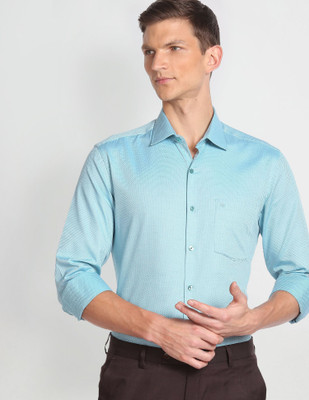 ARROW Men Self Design Formal Blue Shirt