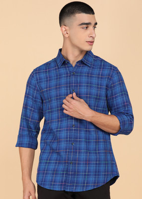 United Colors of Benetton Men Checkered Casual Blue Shirt