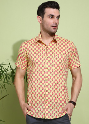 FUBAR Men Floral Print Casual Yellow Shirt