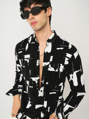 VASTRADO Men Printed Casual Black Shirt