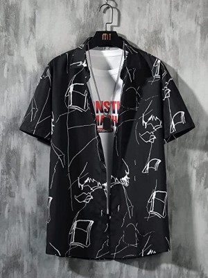 LOOKMARK Men Printed Casual Black Shirt