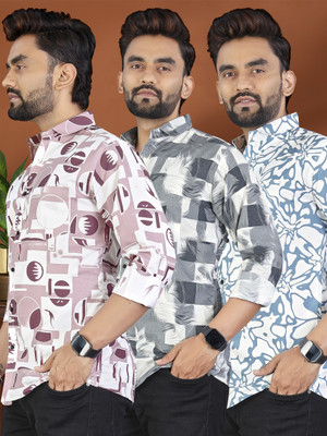 METRONAUT Men Printed Casual Multicolor Shirt(Pack of 3)