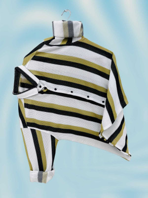 ShirtSqure Fashion Men Striped Casual Yellow Shirt