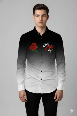 Jayenterprise Men Printed Formal Black Shirt