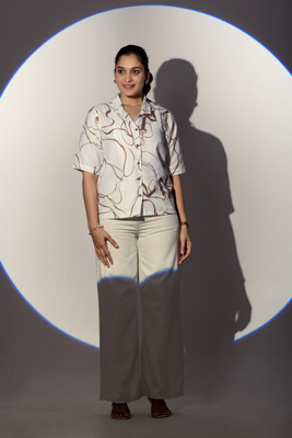 KALEE Women Printed Casual White Shirt