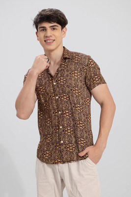 STOVESSY Men Printed Casual Brown, Beige, Khaki Shirt