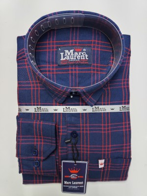 Marc Laurent Men Checkered Casual Dark Blue, Red Shirt