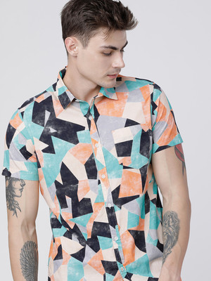 HIGHLANDER Men Printed Casual Blue Shirt