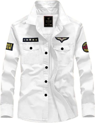 ESTHERCHARM Men Embroidered Casual White Shirt