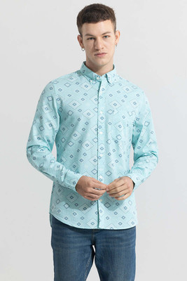 Snitch Men Printed Casual Green Shirt