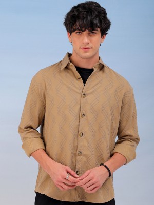 The Indian Garage Co. Men Solid Beach Wear Khaki Shirt