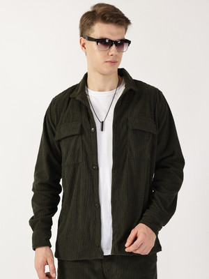 THOMAS SCOTT Men Self Design Casual Light Green Shirt