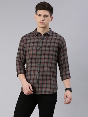 METRONAUT Men Checkered Casual Brown, Red, Black Shirt