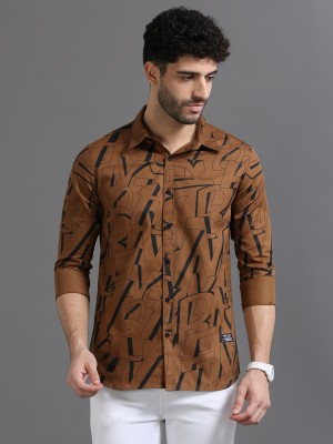 PRINTOUT Men Printed Casual Brown Shirt