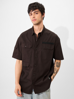 The Souled Store Men Solid Casual Brown Shirt