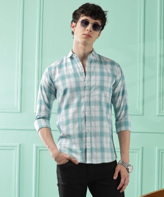 WOXEN Men Checkered Casual Green Shirt