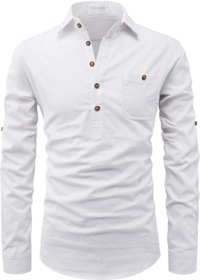 Vimal Star Men Solid Straight Kurta(White)