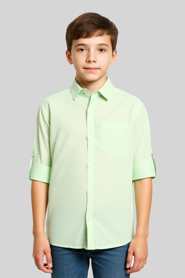 Charchit Boys Solid Casual Green Shirt