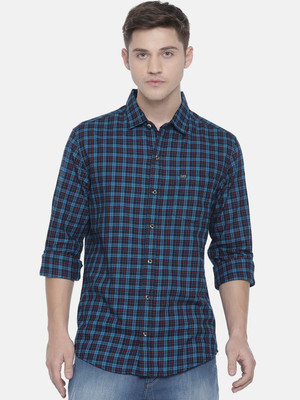 The Indian Garage Co. Men Checkered Casual Blue Shirt