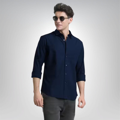 Sample Men Solid Casual Blue Shirt